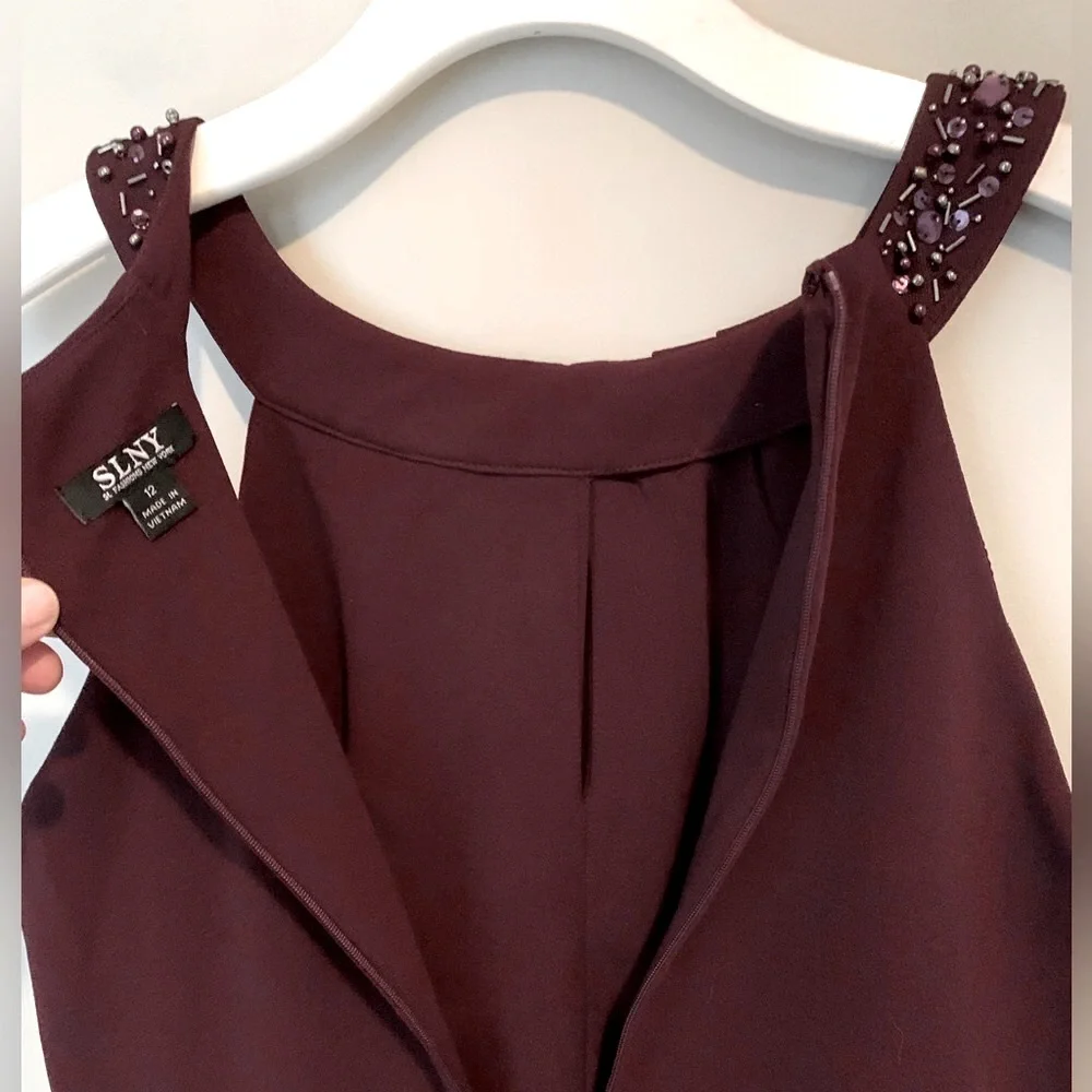 SLNY size 12 beaded halter neck sheath dress - Picture 16 of 16